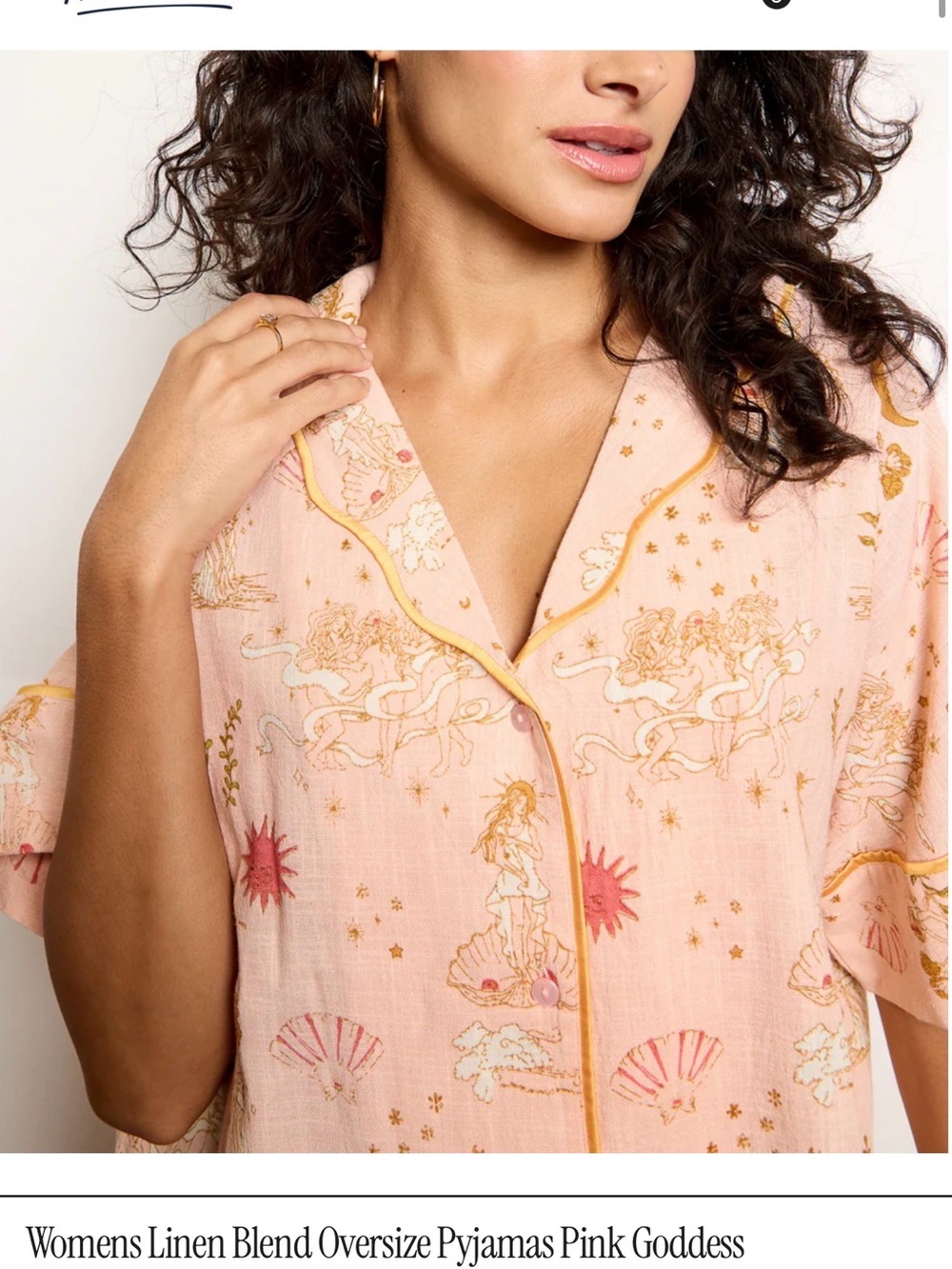 Their Nibs Womens Linen Blend Oversize Pyjamas Pink Goddess